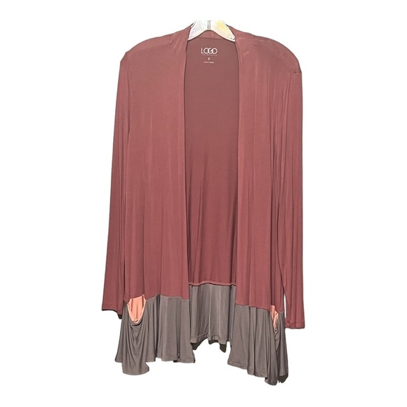 LOGO Lori Goldstein Fluid Open Front Cardigan Lightweight Lagenlook Minimalist - Picture 1 of 11